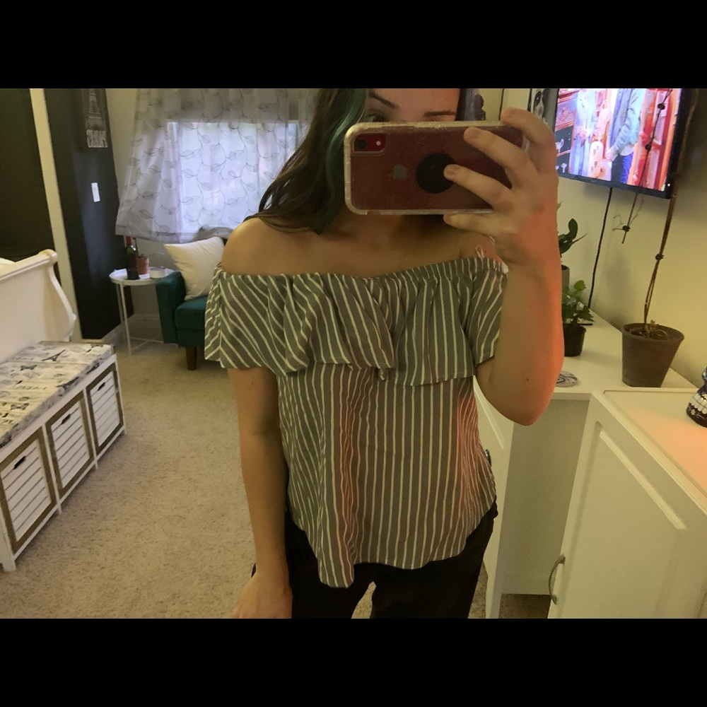 Off the shoulder striped blouse